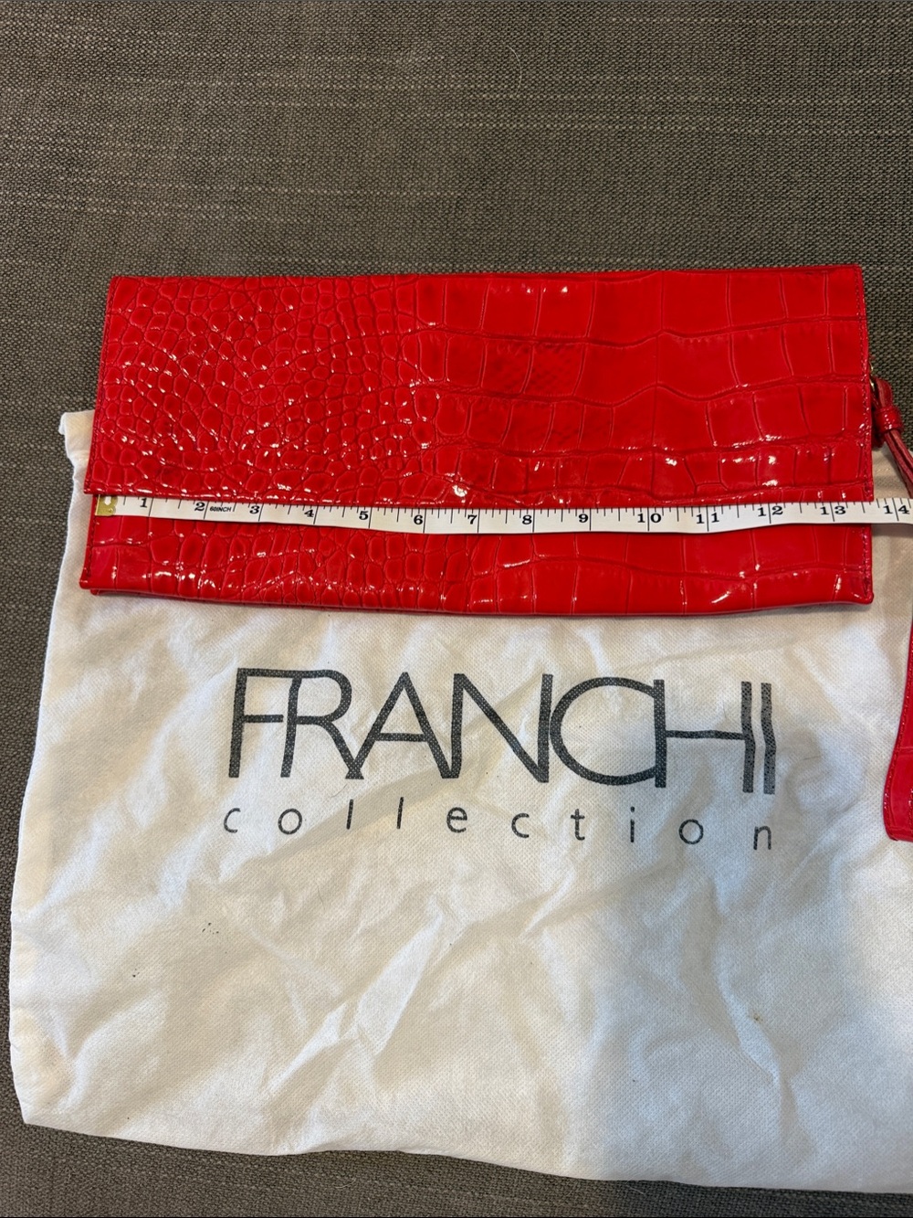 Franchi Collection Red Croc-Embossed Foldover Clutch